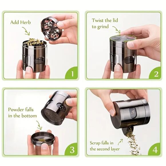 Mini Spice Herb Grinder -4-layer Zinc Alloy - Picture 8 of 9